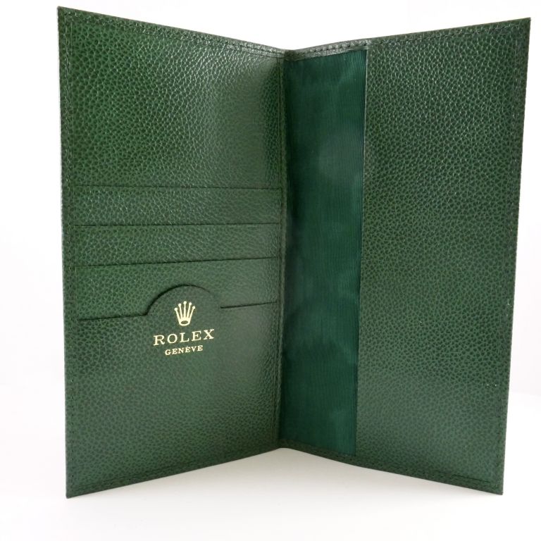 Porta garanzia originale Rolex in pelle di colore verde