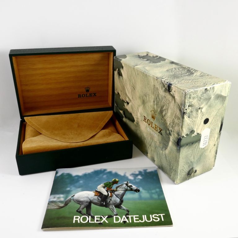 Scatola Rolex 68.00.01 Anni '90 Oyster Perpetual DateJust Ref. 16233 acciaio e oro quadrante nero CON RARO LIBRETTO